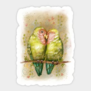 Cute lovebirds parrots. Sticker